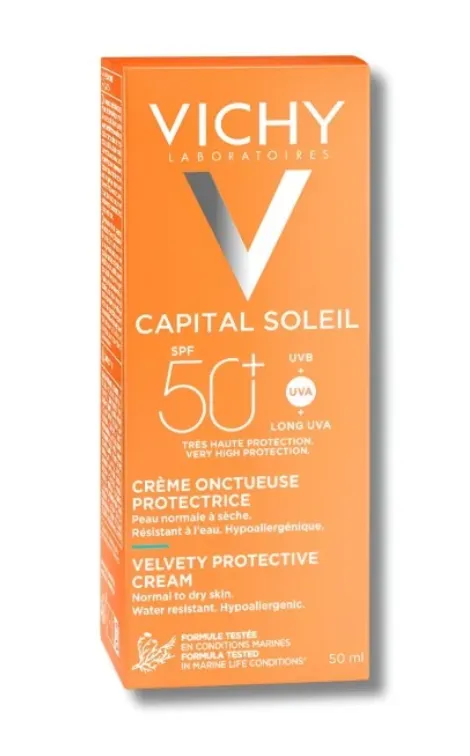 VICHY CAPITAL SOLEIL - CRÈME ONCTUEUSE PERFECTRICE PEAUX NORMALES A SECHES SPF50+