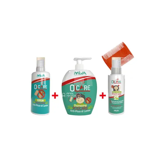 Olcare Coffret anti poux sérum + shampoing + spray + peigne (offert)